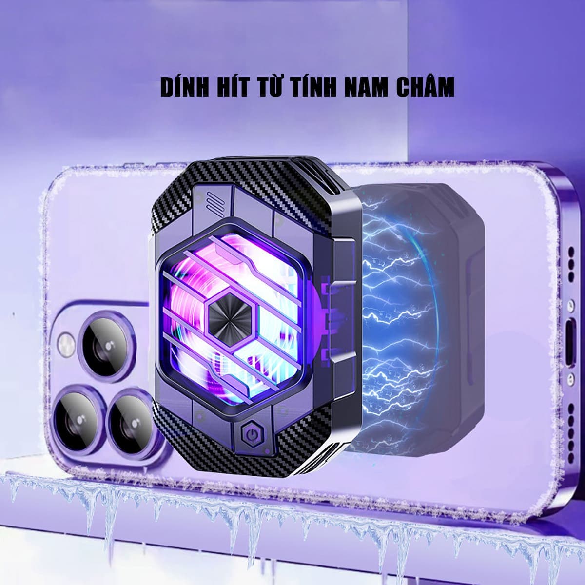 Quạt tản nhiệt điện thoại máy tính bảng X65 sò lạnh từ tính 24W 3 chế độ làm lạnh led RGB - 8