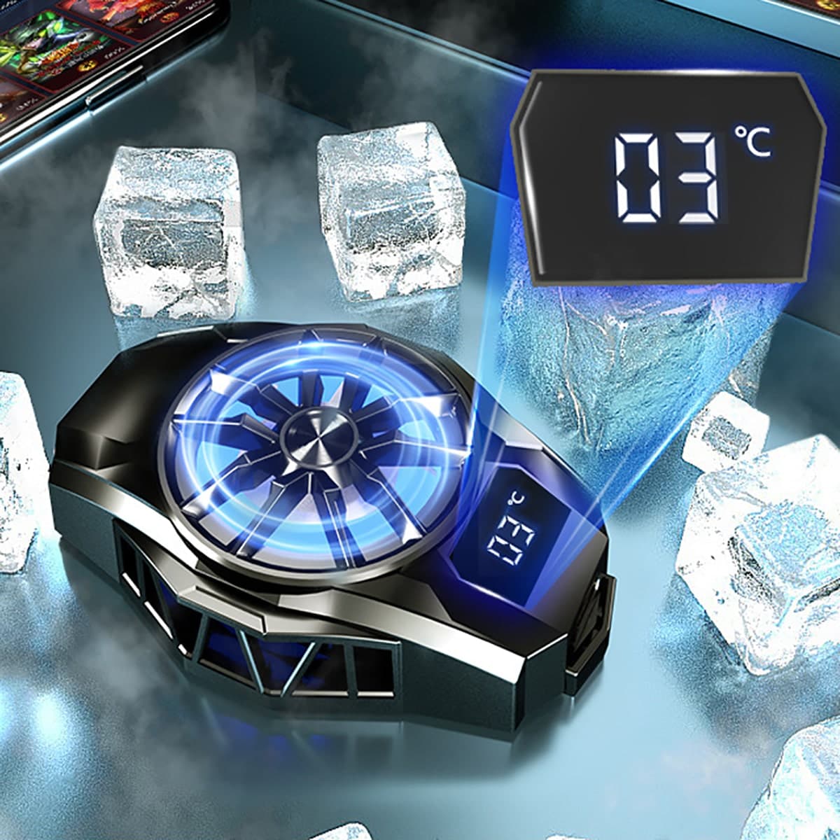 Quạt tản nhiệt điện thoại sò lạnh S8 Led RGB màn hình hiển thị nhiệt độ bản nâng cấp toàn diện của quạt tản nhiệt S3 - 9