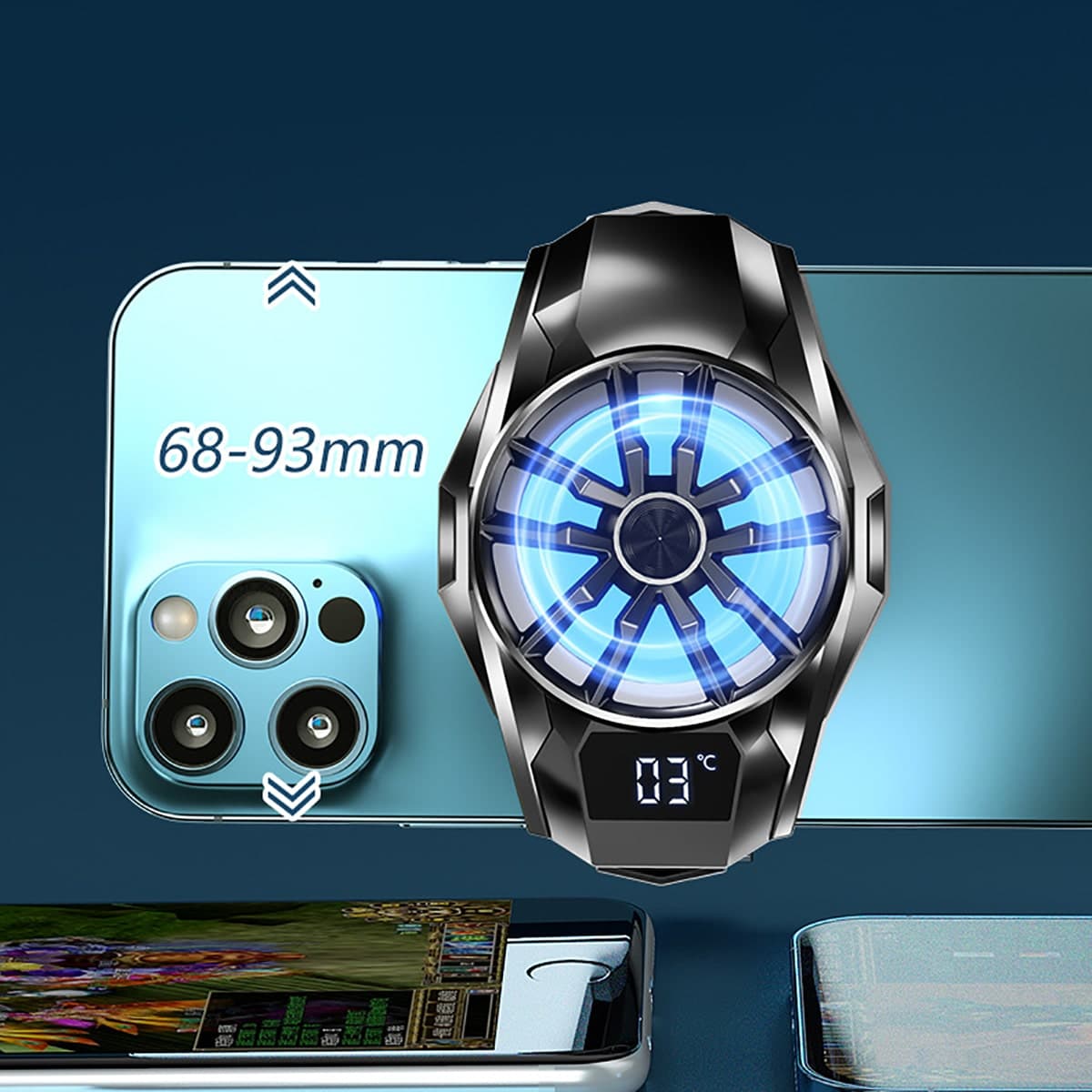 Quạt tản nhiệt điện thoại sò lạnh S8 Led RGB màn hình hiển thị nhiệt độ bản nâng cấp toàn diện của quạt tản nhiệt S3 - 7