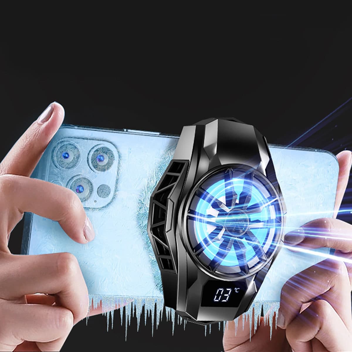 Quạt tản nhiệt điện thoại sò lạnh S8 Led RGB màn hình hiển thị nhiệt độ bản nâng cấp toàn diện của quạt tản nhiệt S3 - 5