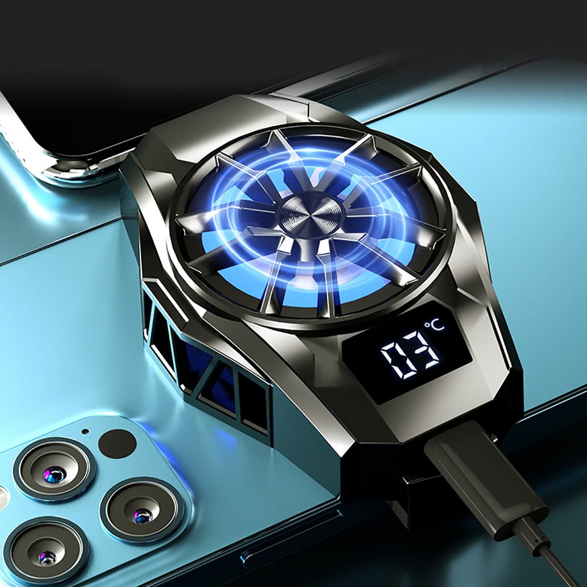 Quạt tản nhiệt điện thoại sò lạnh S8 Led RGB màn hình hiển thị nhiệt độ bản nâng cấp toàn diện của quạt tản nhiệt S3 - 3