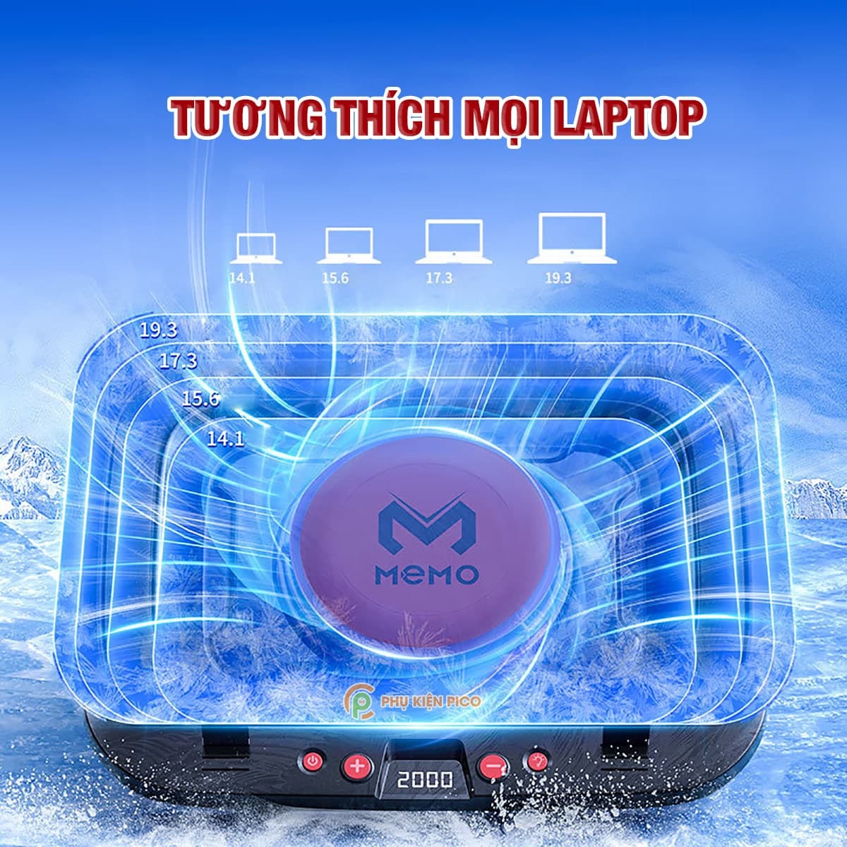 Quạt tản nhiệt laptop Memo FL08 tản khí nén turbo 2400RPM giảm nhiệt thực sự chuyên dụng cho máy tính đồ họa gaming - Đế tản nhiệt Laptop - 10