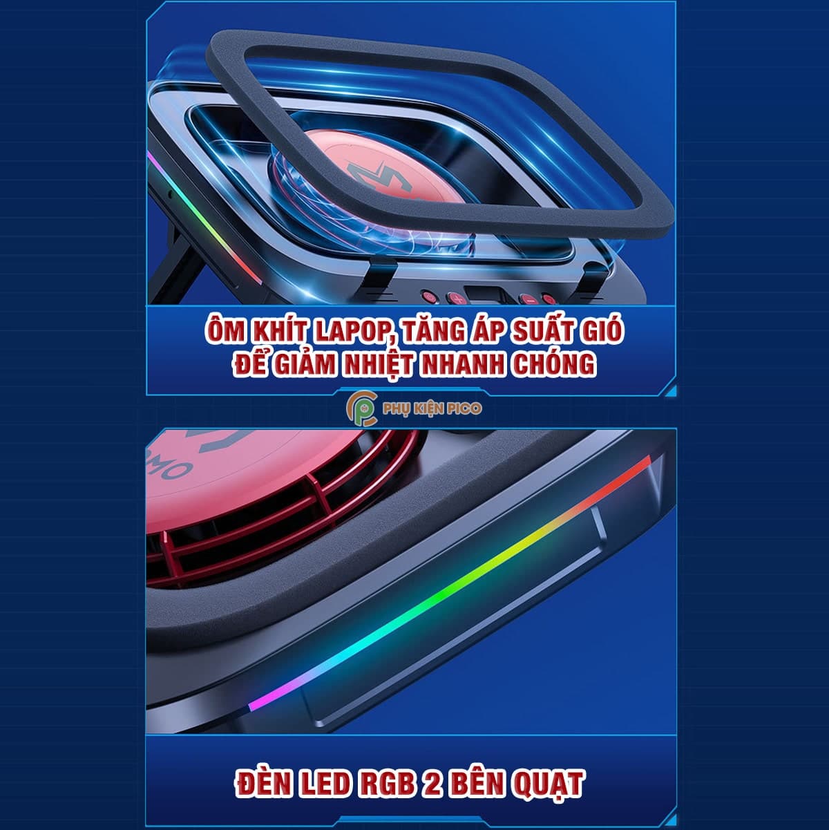 Quạt tản nhiệt laptop Memo FL08 tản khí nén turbo 2400RPM giảm nhiệt thực sự chuyên dụng cho máy tính đồ họa gaming - Đế tản nhiệt Laptop - 5
