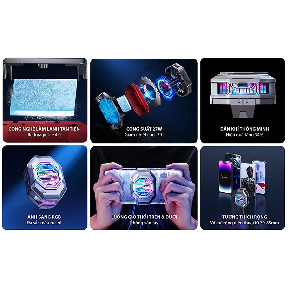 Quạt tản nhiệt điện thoại sò lạnh Nubia Redmagic Cooler 4 Pro ngàm kẹp công suất 27W giảm nhiệt -7 độ C - 5