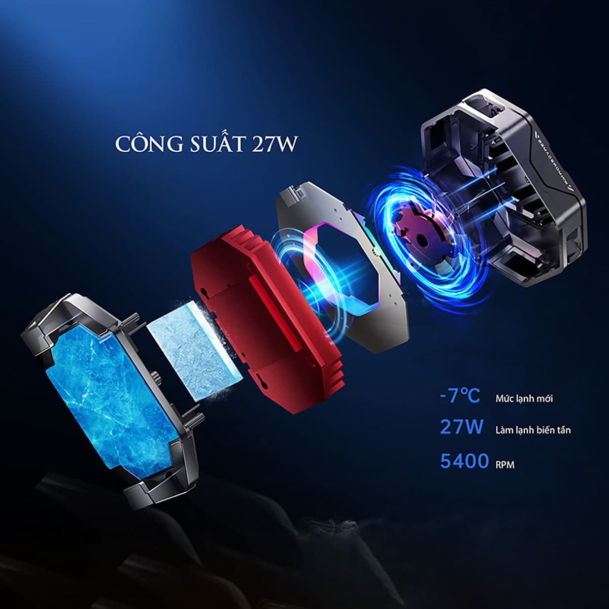 Quạt tản nhiệt điện thoại sò lạnh Nubia Redmagic Cooler 4 Pro ngàm kẹp công suất 27W giảm nhiệt -7 độ C - 6