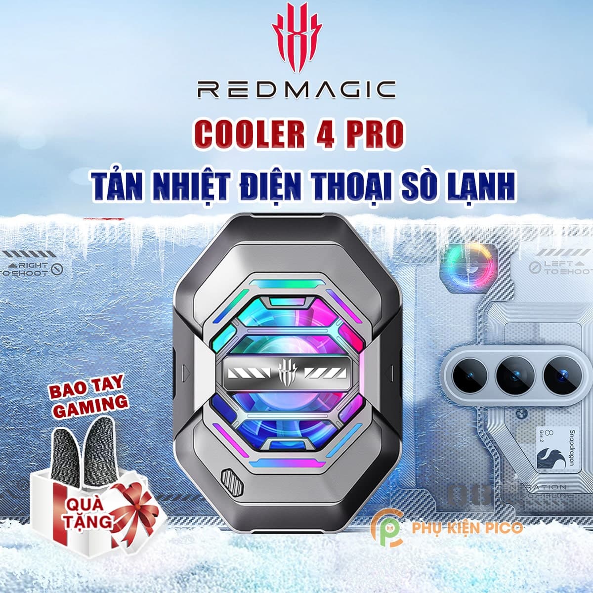 Quạt tản nhiệt điện thoại sò lạnh Nubia Redmagic Cooler 4 Pro ngàm kẹp công suất 27W giảm nhiệt -7 độ C