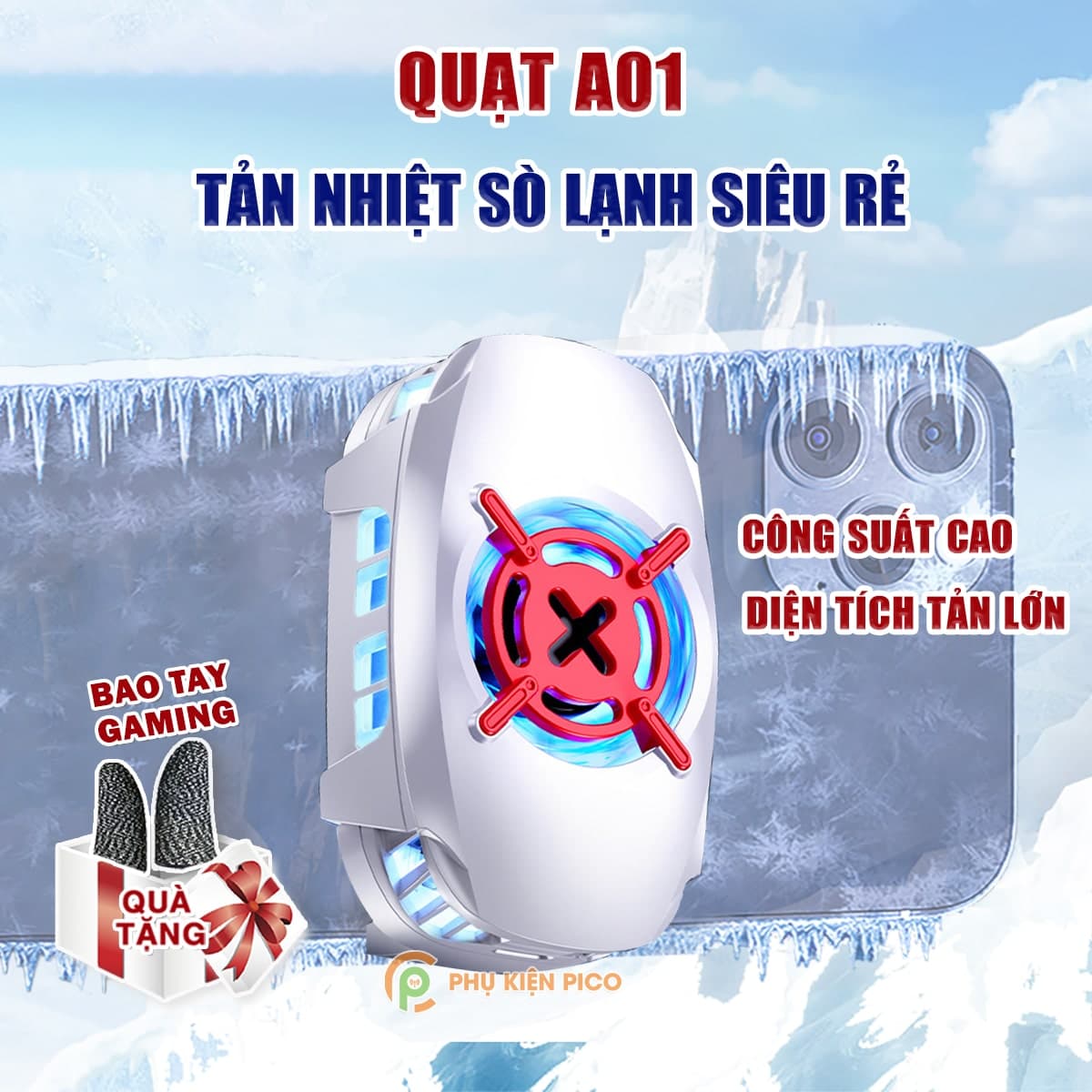 Quạt tản nhiệt điện thoại sò lạnh A01 quạt giá rẻ làm mát tức thì điện thoại chơi game livestream