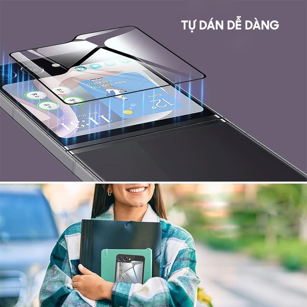 Kính cường lực Samsung Z Flip 5 full màn hình phụ phủ nano - Dán màn hình phụ Samsung Galaxy Z Flip 5 5G - 8