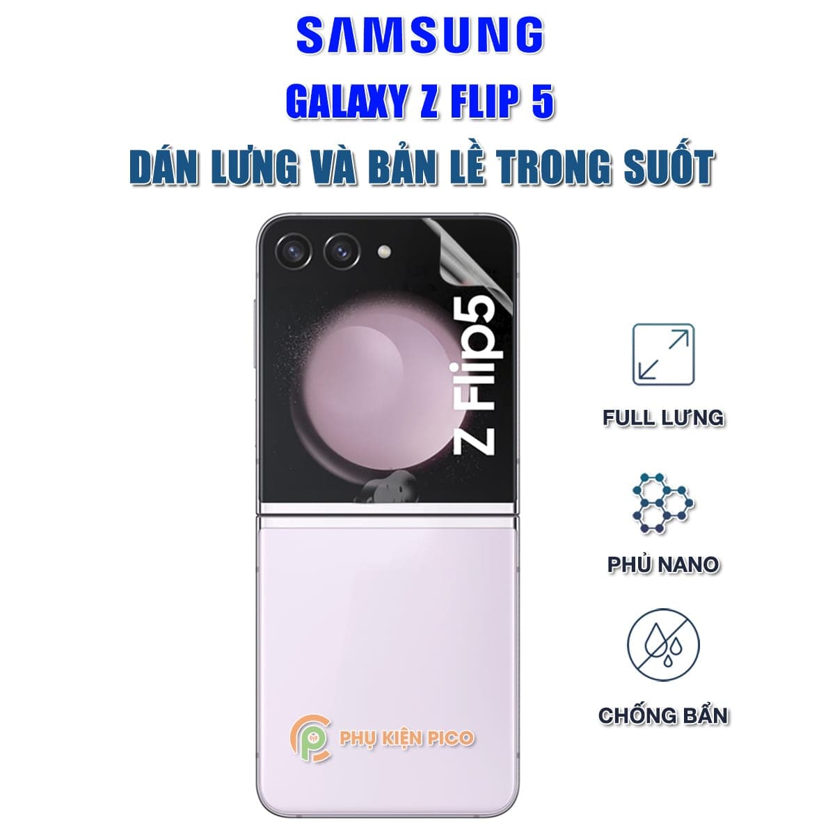 Dán lưng Samsung Z Flip 5 full bản lề màn phụ PPF cao cấp dẻo trong suốt - Dán màn phụ Samsung Galaxy Z Flip 5 5G
