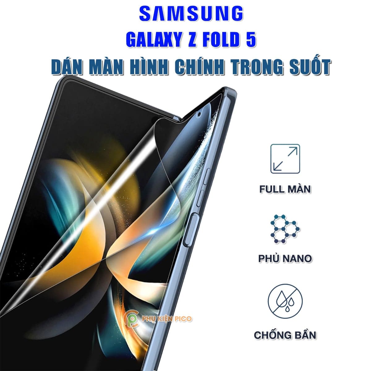 Dán màn hình Samsung Z Fold 5 5G full màn hình chính PPF dẻo trong suốt - Dán màn hình chính Samsung Galaxy Z Fold 5