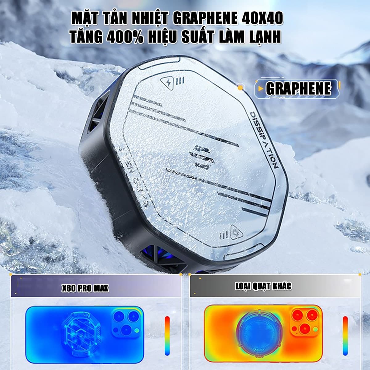 Quạt tản nhiệt điện thoại máy tính bảng X60 Pro Max có sạc không dây Magsafe 15W sò lạnh từ tính Led RGB Gaming - 4