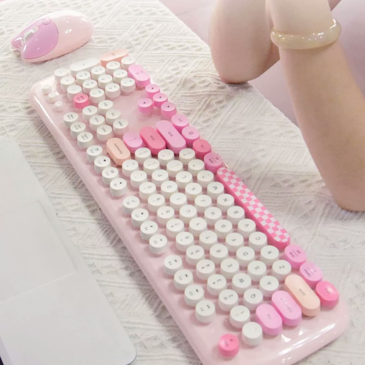 Bàn phím chuột không dây hồng mèo kitty MOFII Zero - bàn phím hồng dễ thương - Chuột máy tính laptop - 2