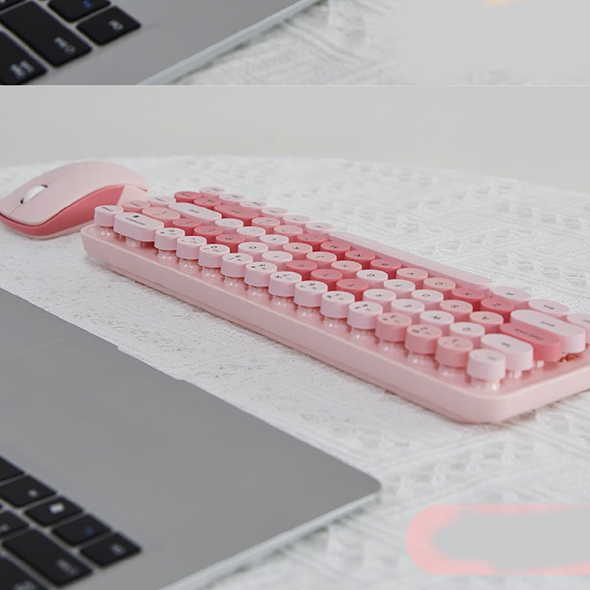 Bàn phím chuột không dây Mini Bean Wireless - chuột máy tính không dây bàn phím MOFII hồng dễ thương - 7