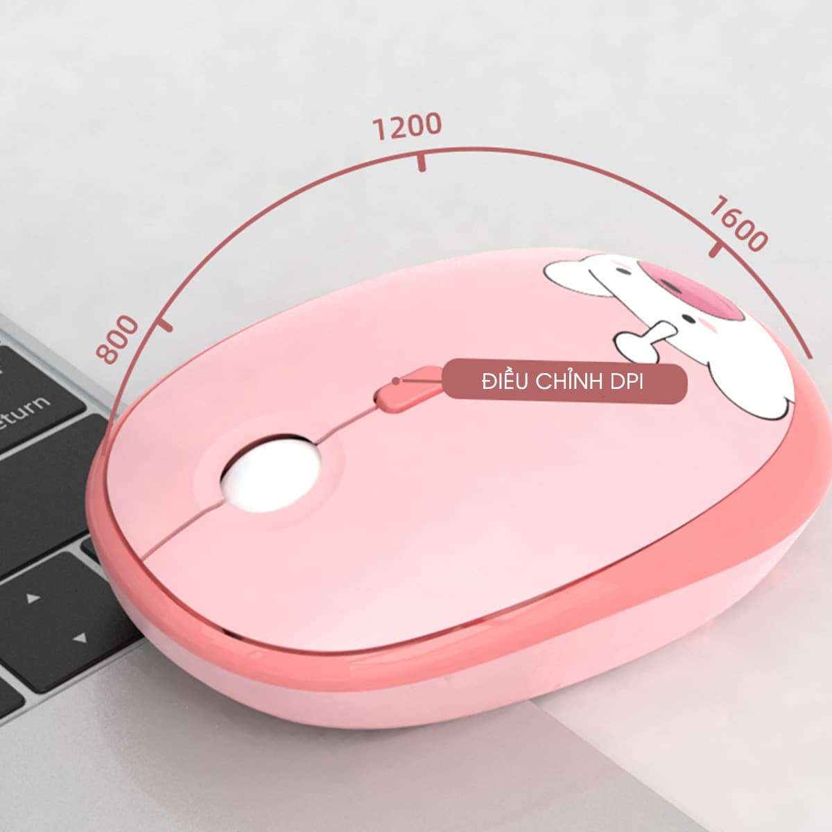 Chuột máy tính không dây Hello Bear - Chuột hồng dễ thương cute hình gấu Wireless Mofii - 5