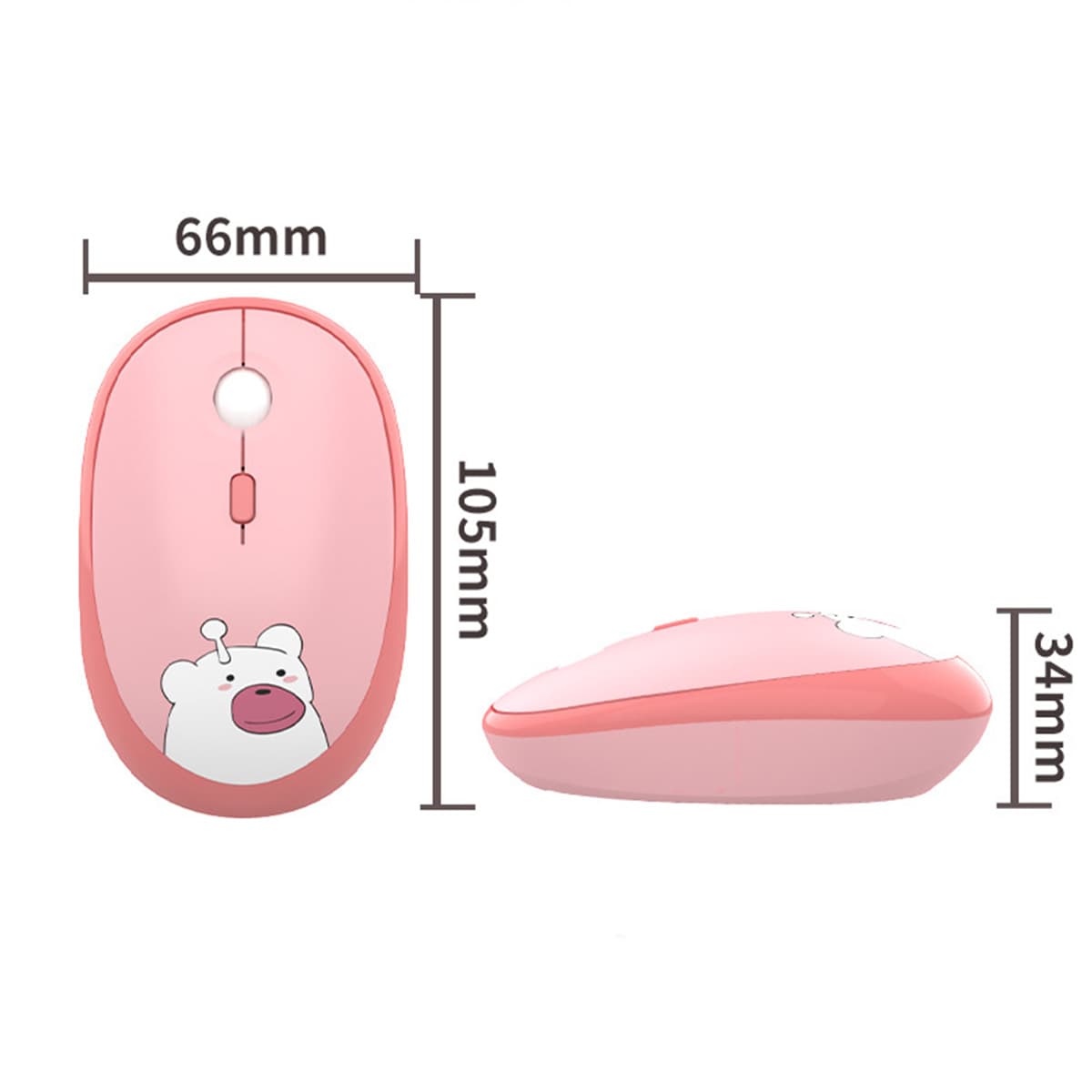 Chuột máy tính không dây Hello Bear - Chuột hồng dễ thương cute hình gấu Wireless Mofii - 4