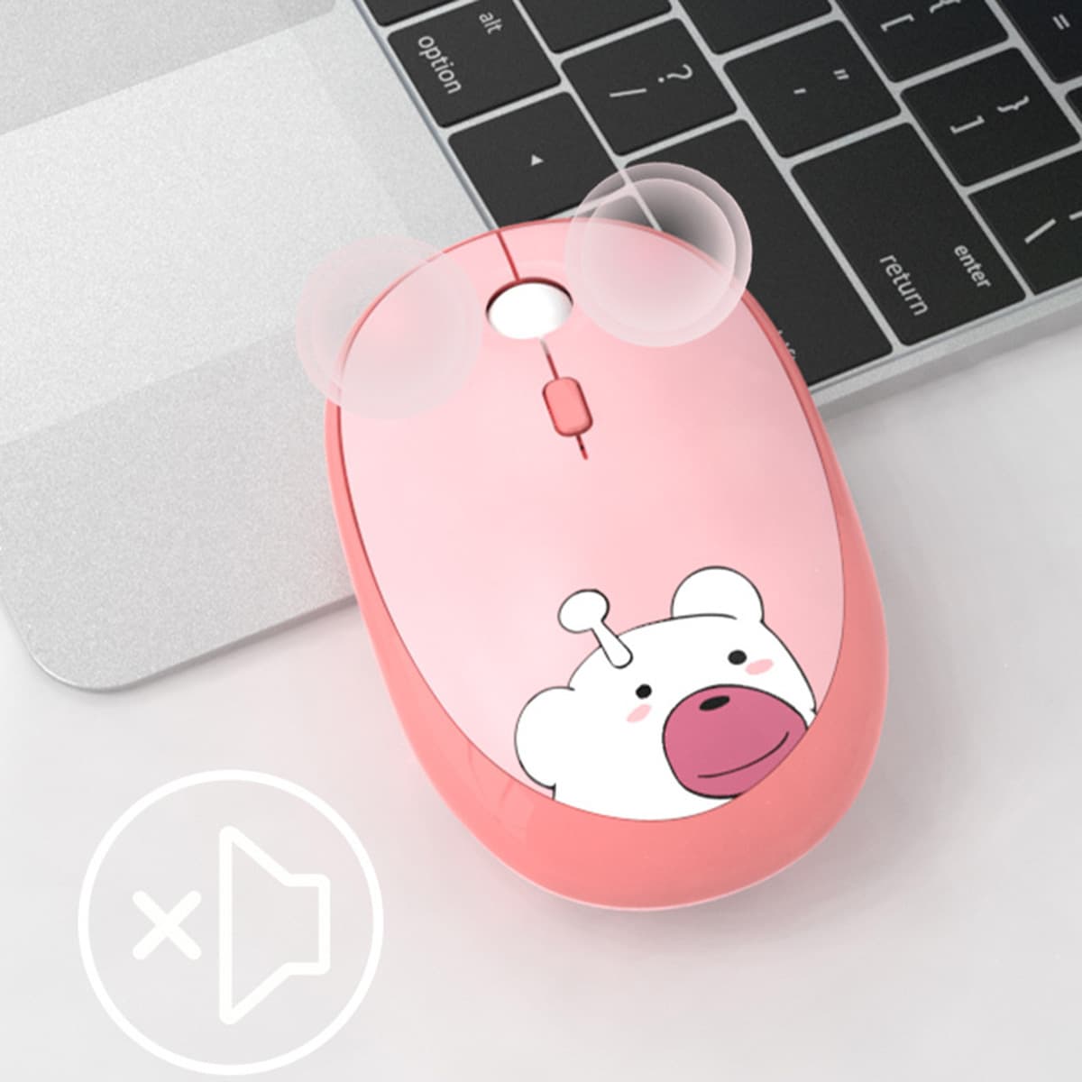 Chuột máy tính không dây Hello Bear - Chuột hồng dễ thương cute hình gấu Wireless Mofii - 3
