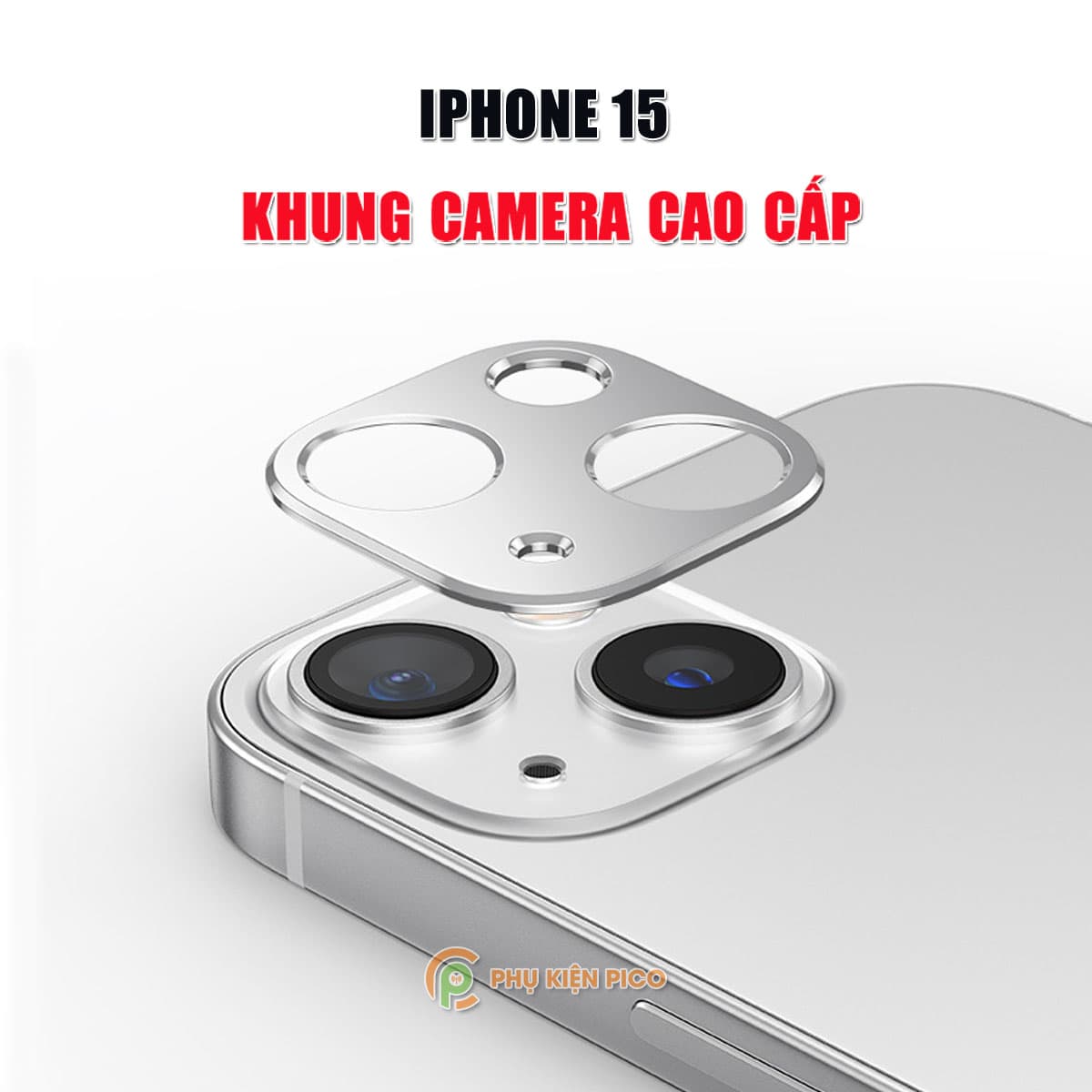 Dán camera Iphone 15 - Khung kim loại bảo vệ camera Iphone 15 chống trầy xước va đập