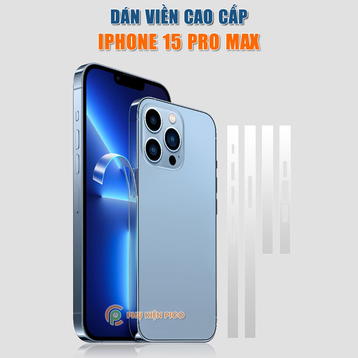 Dán viền Iphone 15 Pro Max dẻo trong suốt PPF tự phục hồi vết xước - 2 bộ dán dẻo viền Iphone 15 Pro Max