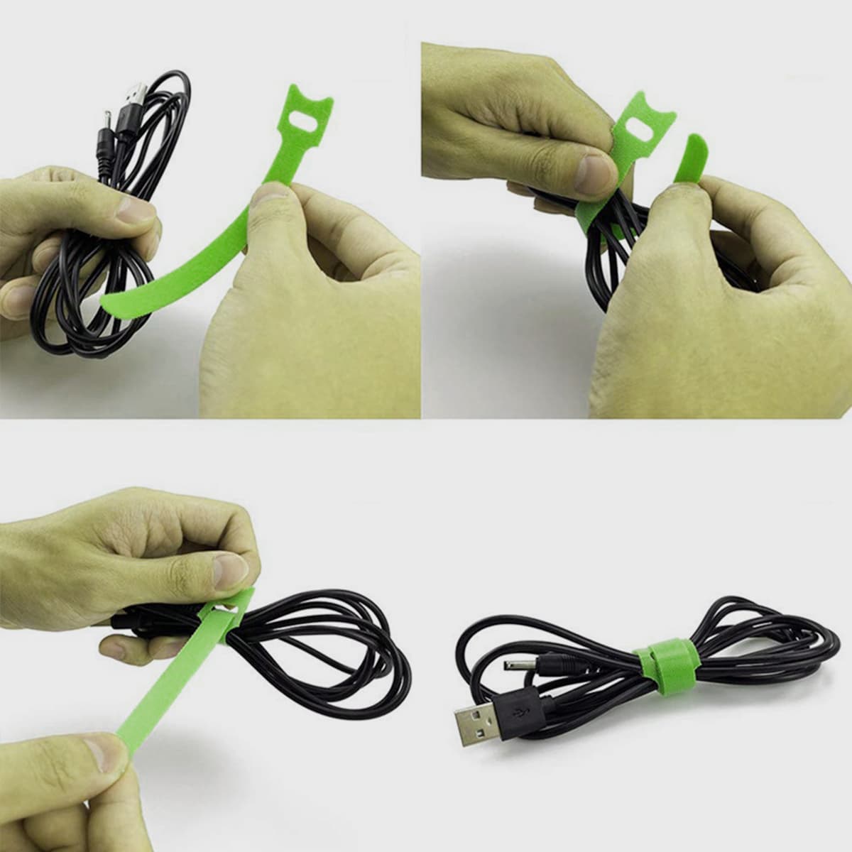 Dây quấn cáp sạc, tai nghe, chuột, bàn phím, cáp tín hiệu, dây điện - Băng gai chống rối tiện dụng nhiều màu dài 12cm - 11