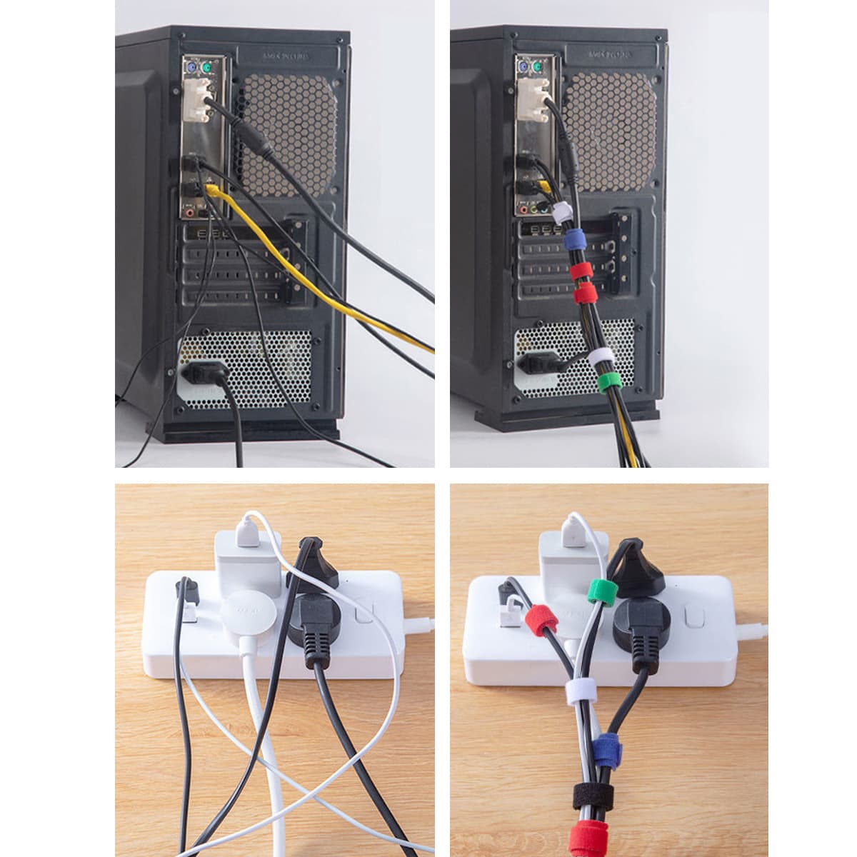 Dây quấn cáp sạc, tai nghe, chuột, bàn phím, cáp tín hiệu, dây điện - Băng gai chống rối tiện dụng nhiều màu dài 12cm - 5