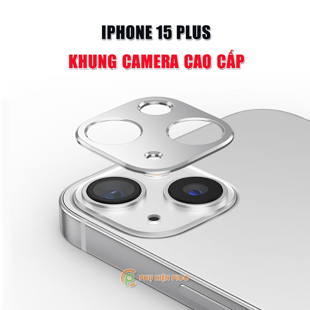 Dán camera Iphone 15 Plus - Khung kim loại bảo vệ camera Iphone 15 Plus chống trầy xước va đập