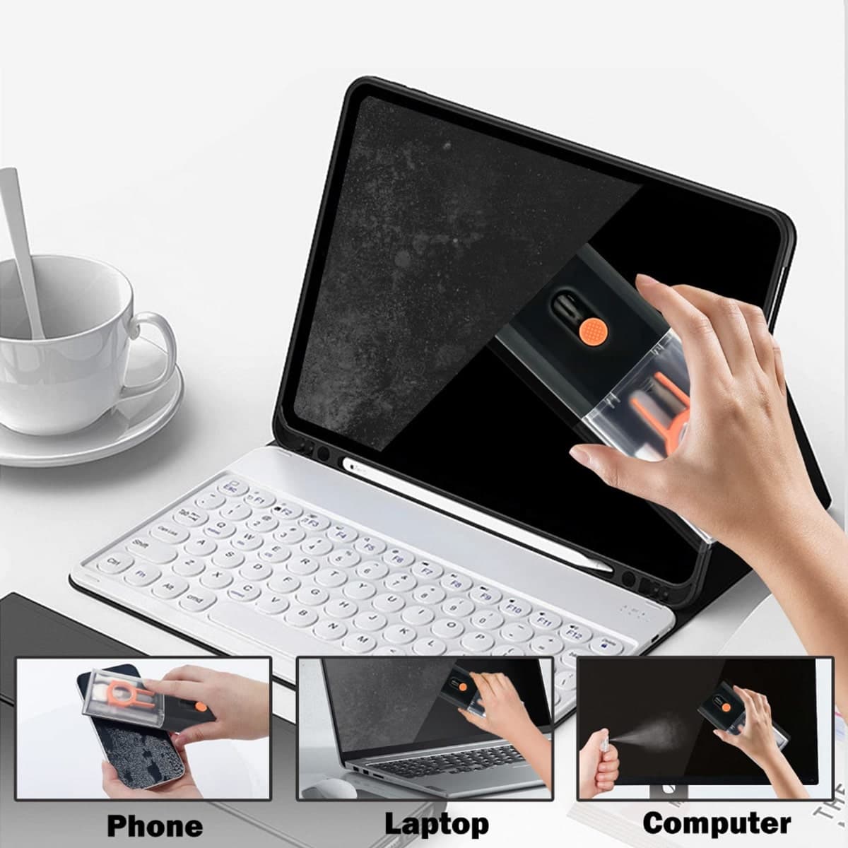 Bình xịt vệ sinh làm sạch màn hình điện thoại - Bộ dụng cụ vệ sinh Laptop Bàn phím Tai nghe đa năng 10in1 - 5
