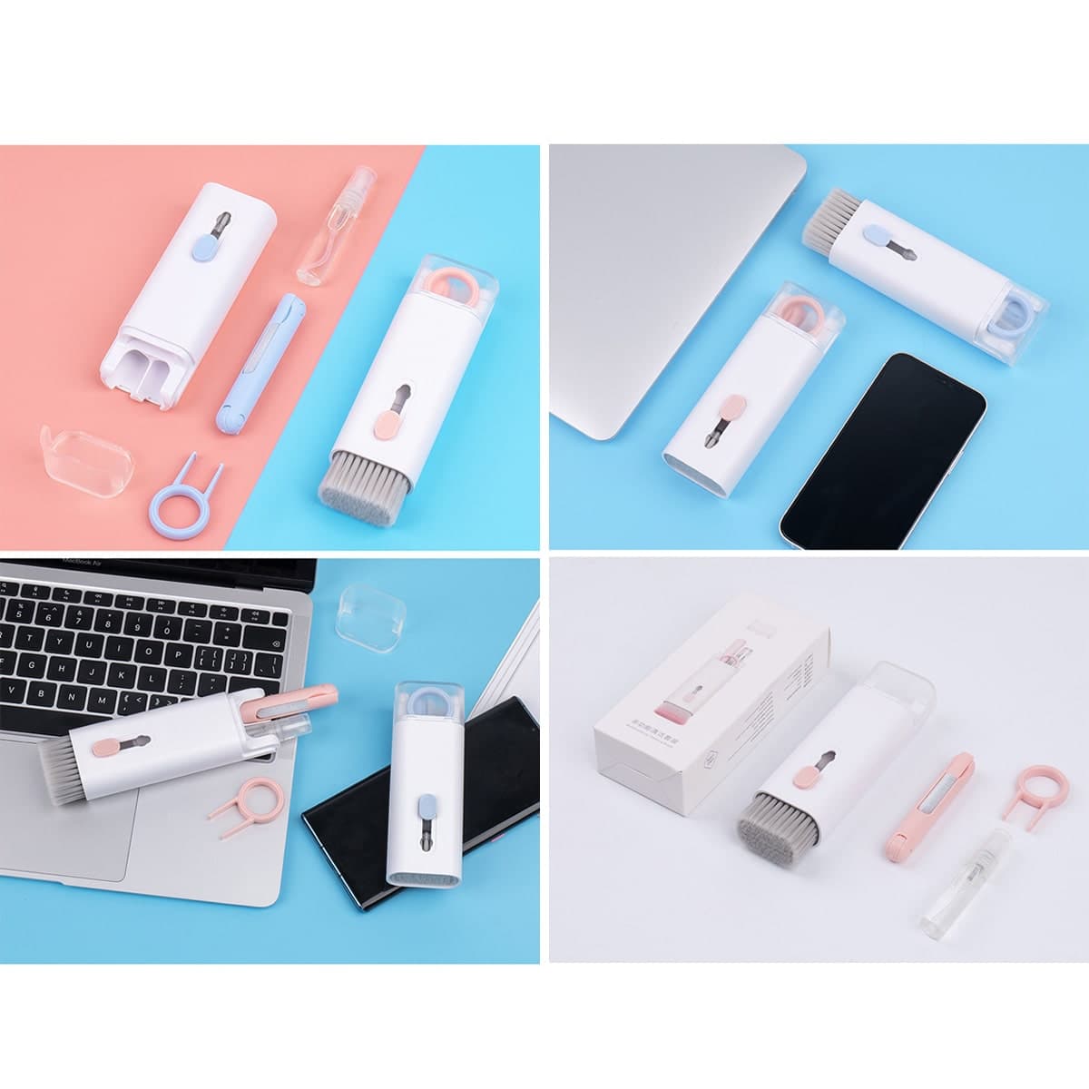 Bình xịt vệ sinh làm sạch màn hình điện thoại - Bộ dụng cụ vệ sinh Laptop Bàn phím Tai nghe đa năng 7in1 - 4