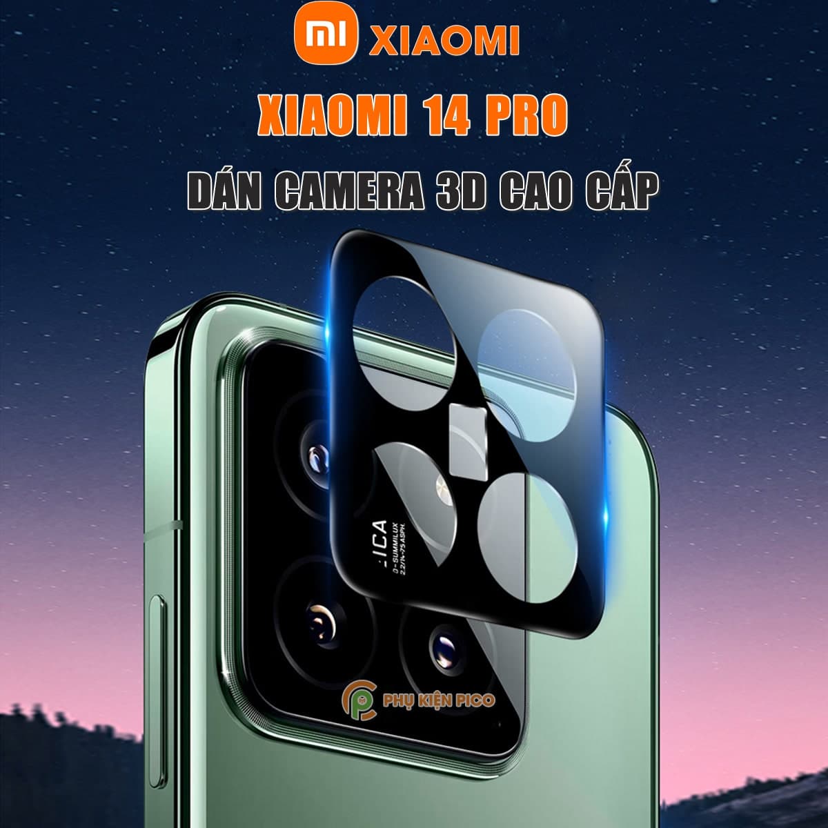 Dán camera Xiaomi 14 Pro thấu kính nổi 3D - Cường lực camera Xiaomi Mi 14 Pro độ cứng 9H trong suốt