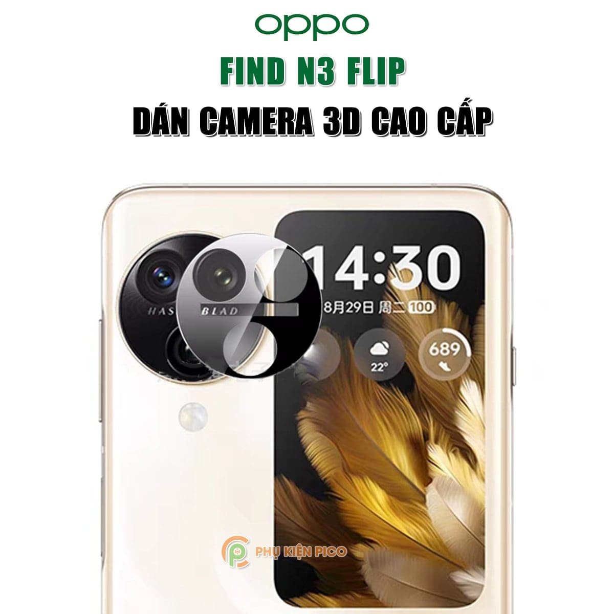 Dán camera Find N3 Flip thấu kính nổi 3D - Cường lực camera Oppo Find N3 Flip độ cứng 9H trong suốt