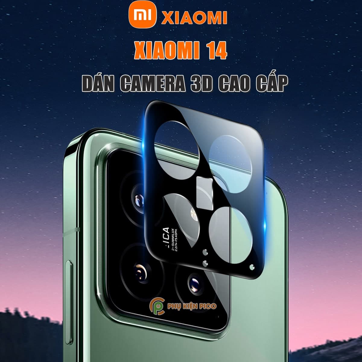 Dán camera Xiaomi 14 thấu kính nổi 3D - Cường lực camera Xiaomi Mi 14 độ cứng 9H trong suốt