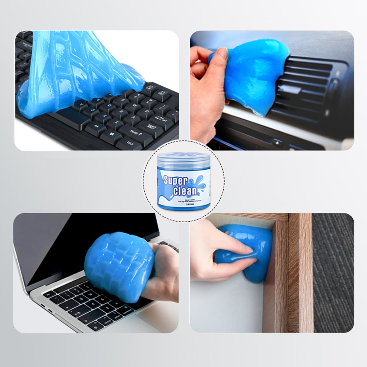 Gel vệ sinh bàn phím máy tính, điều khiển TV, lỗ thông hơi điều hòa, ô tô đa năng Super Clean màu xanh hộp 160 gram - 4