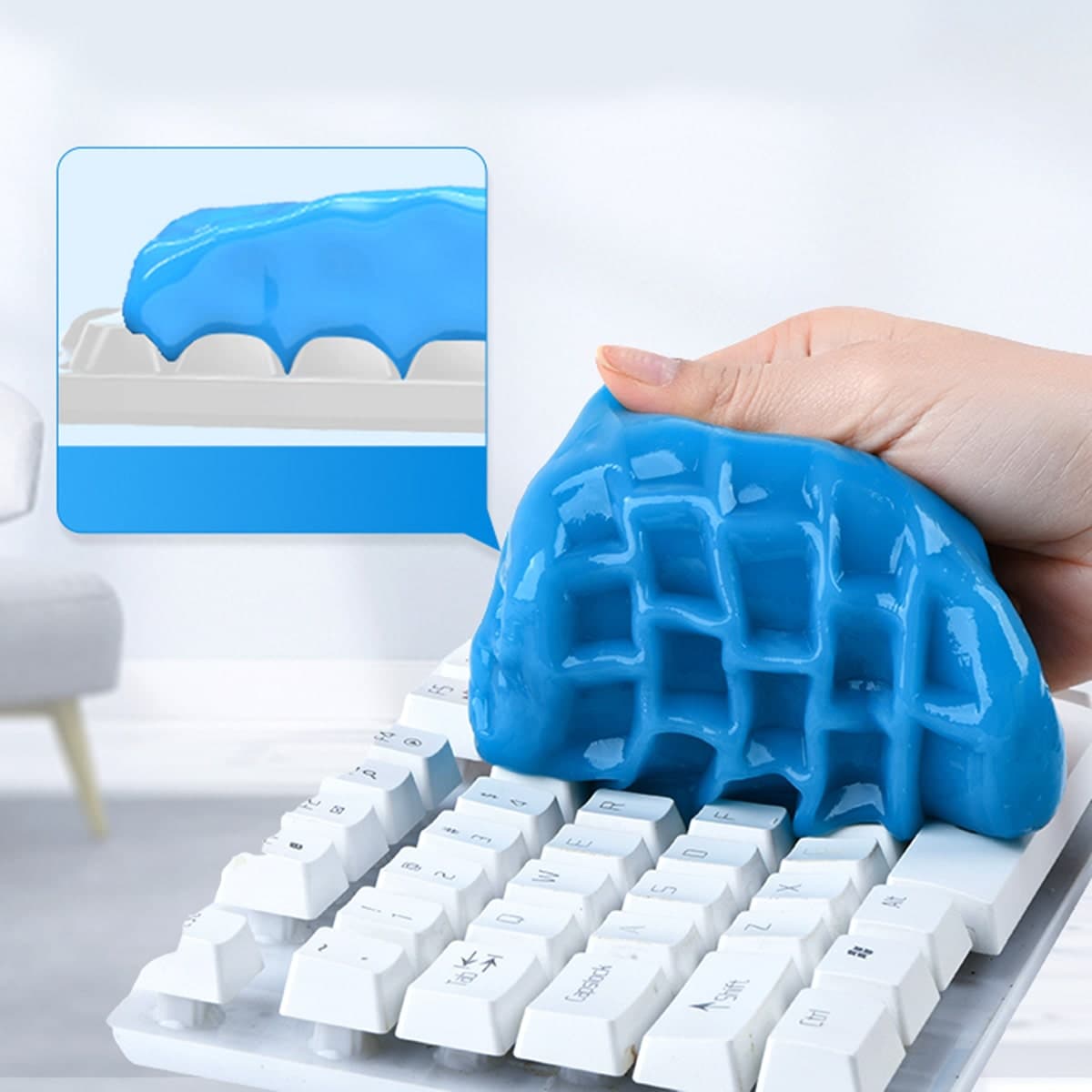 Gel vệ sinh bàn phím máy tính, điều khiển TV, lỗ thông hơi điều hòa, ô tô đa năng Super Clean màu xanh hộp 160 gram - 8