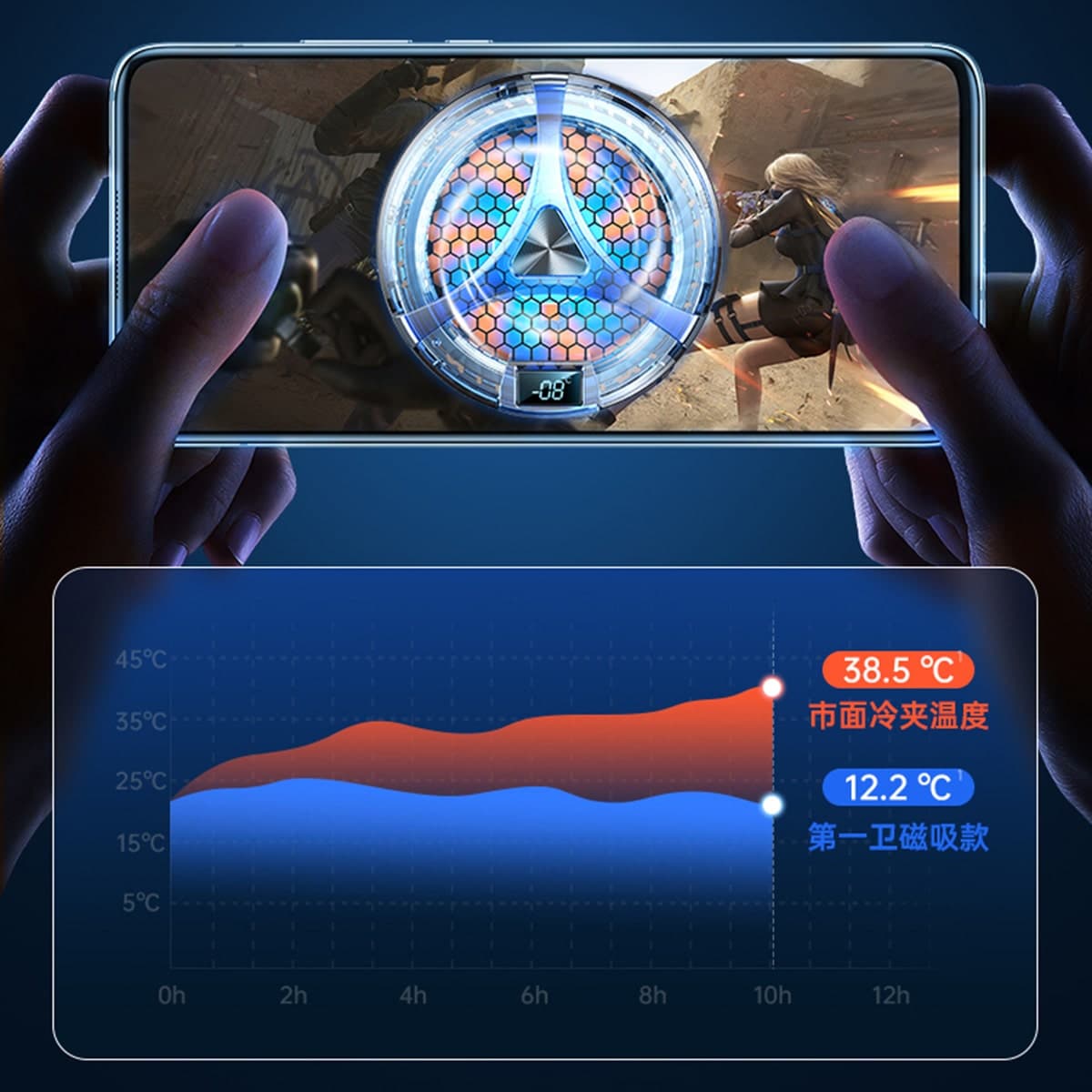 Quạt tản nhiệt điện thoại sò lạnh từ tính X36 Pro V2 có sạc không dây màn hình hiển thị nhiệt độ Led RGB - 9