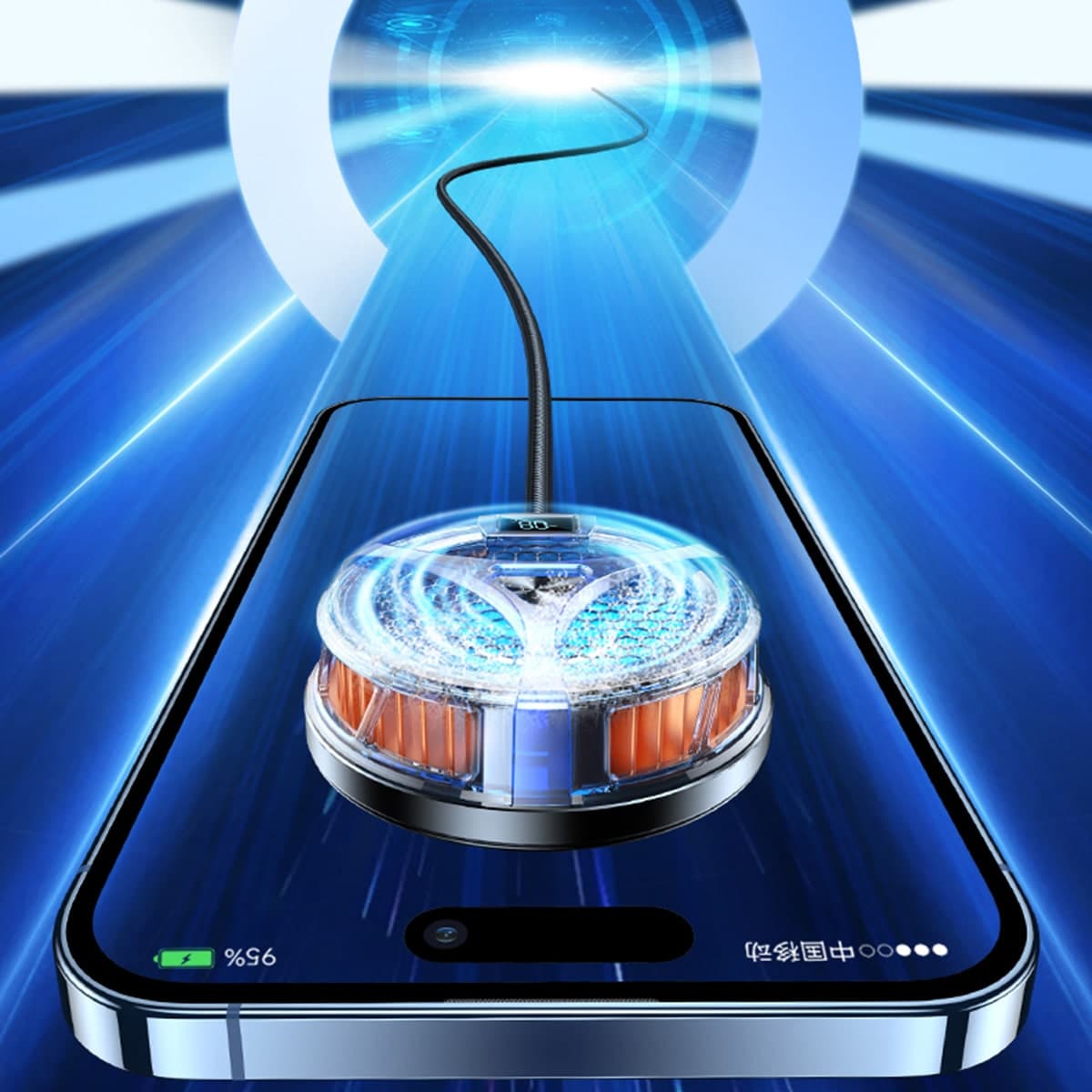 Quạt tản nhiệt điện thoại sò lạnh từ tính X36 Pro V2 có sạc không dây màn hình hiển thị nhiệt độ Led RGB - 5