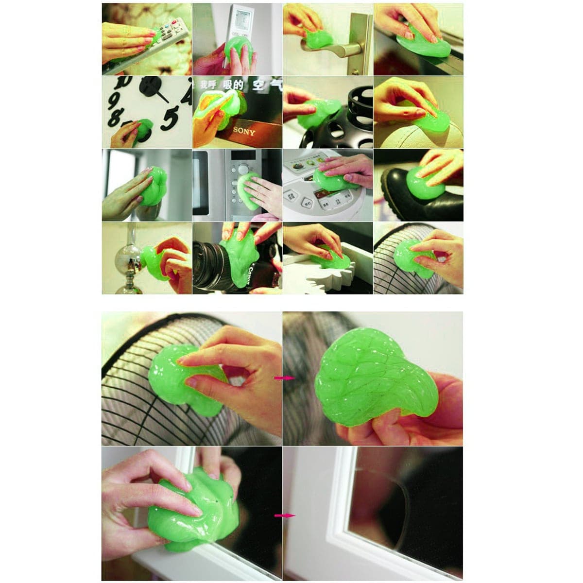 Gel vệ sinh bàn phím, điều khiển TV, lỗ thông hơi điều hòa, lỗ thông hơi trên ô tô đa năng Super Clean màu xanh túi 80 gram - 7