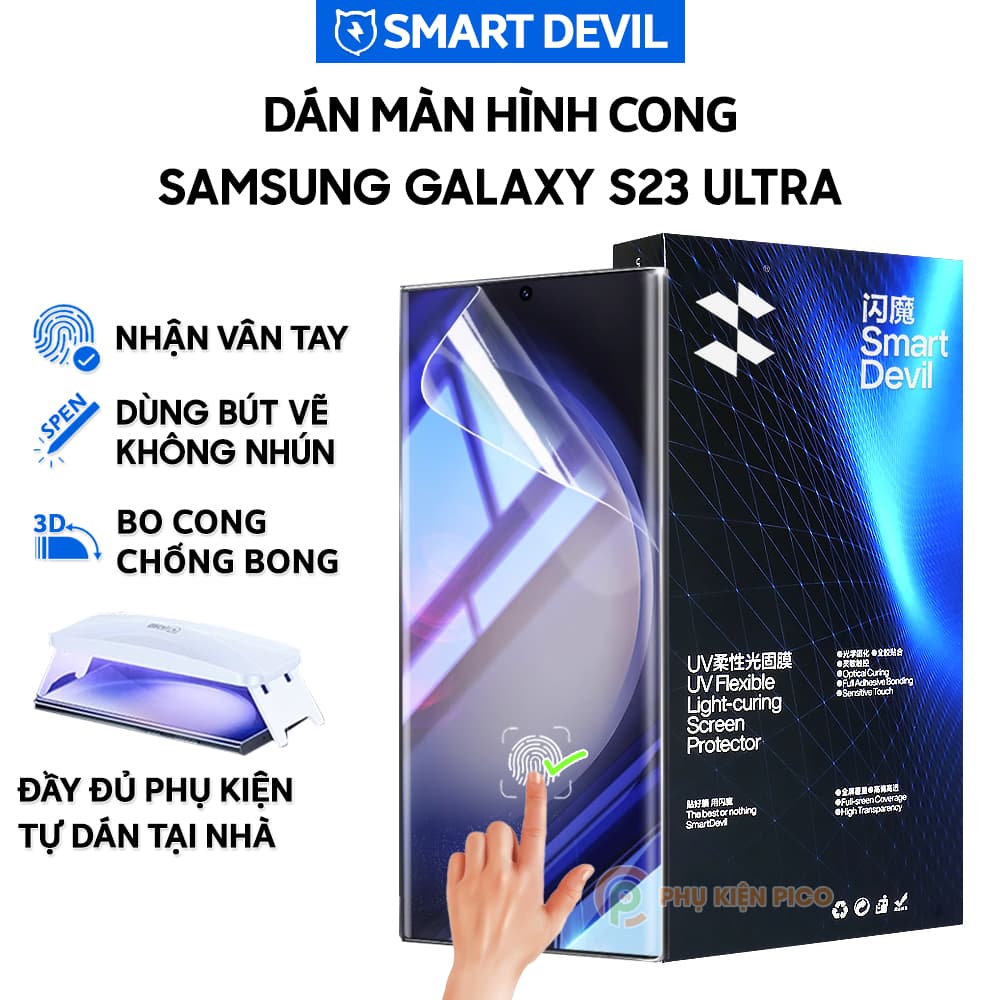 Dán màn hình Samsung S23 Ultra PPF UV Smart Devil full màn hình dẻo trong suốt
