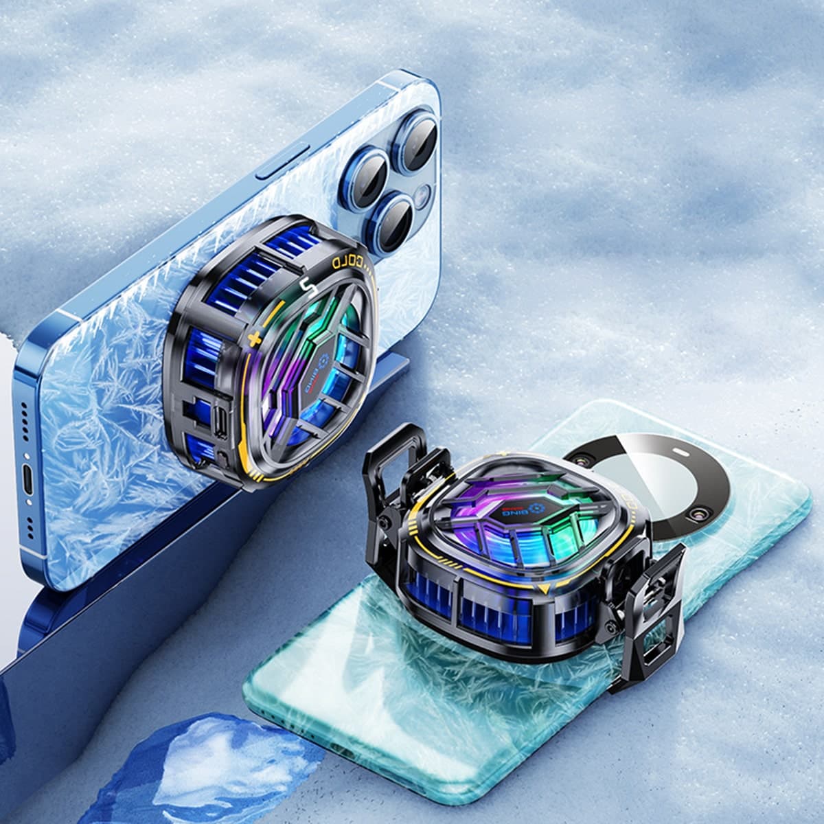 Quạt tản nhiệt điện thoại máy tính bảng X76 sò lạnh từ tính Led RGB Gaming màn hình hiển thị nhiệt độ - 9