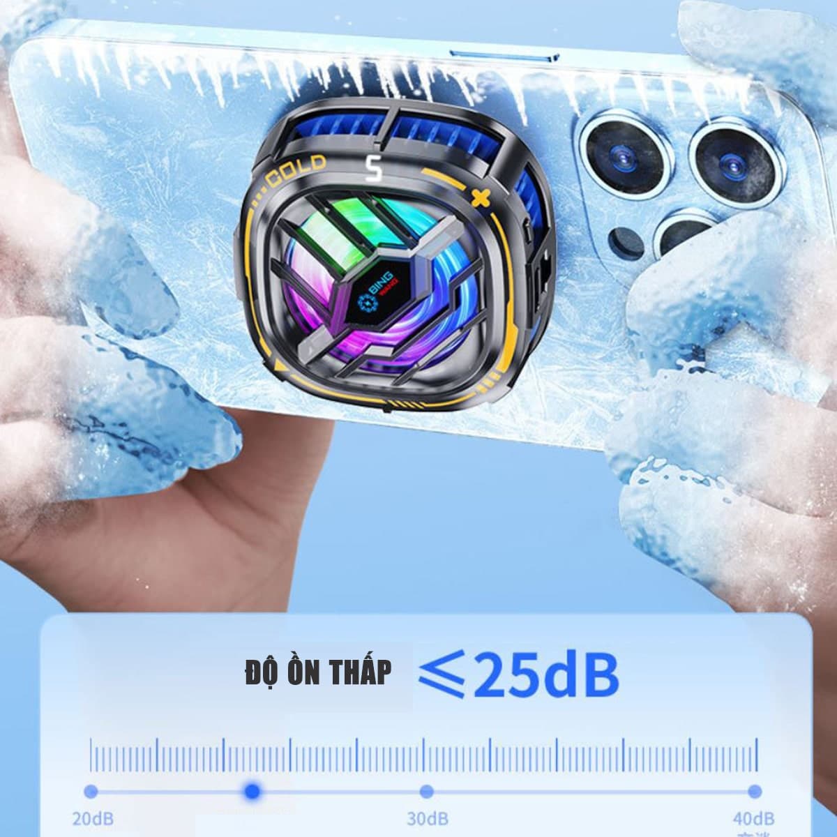 Quạt tản nhiệt điện thoại máy tính bảng X76 sò lạnh từ tính Led RGB Gaming màn hình hiển thị nhiệt độ - 7