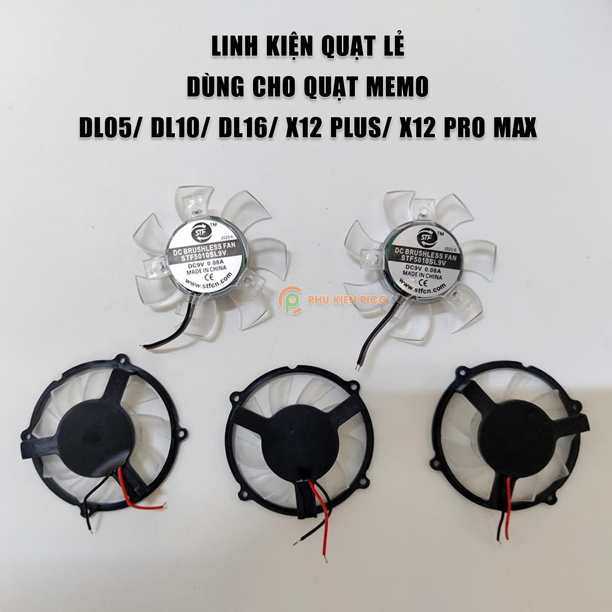 Linh kiện thay thế cho quạt Memo DL05 / DL10 / DL16 / X12 Plus / X12 Pro Max / X65 / X100 bao gồm cánh quạt, đệm silicone, Main