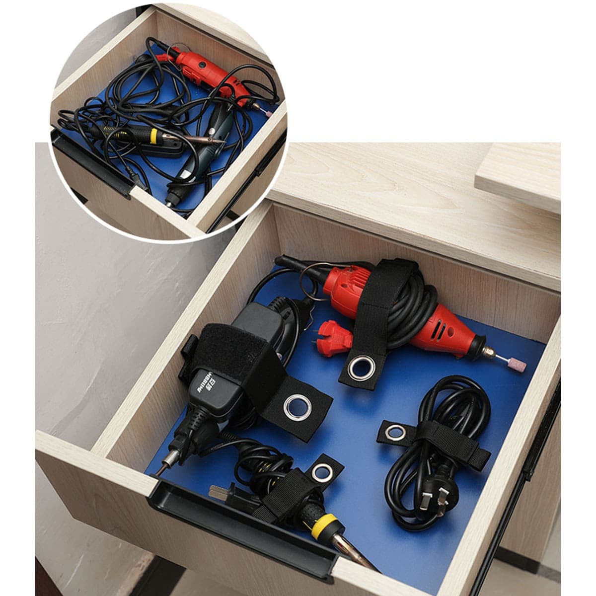 Băng gai dính chịu tải nặng có lỗ treo tường - Velcro Dây quấn vòi nước, dây điện, dây cáp, dụng cụ sửa chữa cỡ lớn hỗ trợ treo móc - 9