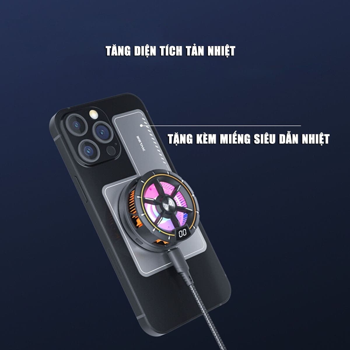 Quạt tản nhiệt điện thoại sò lạnh từ tính X78 Pro màn hình hiển thị nhiệt độ Led RGB - 9