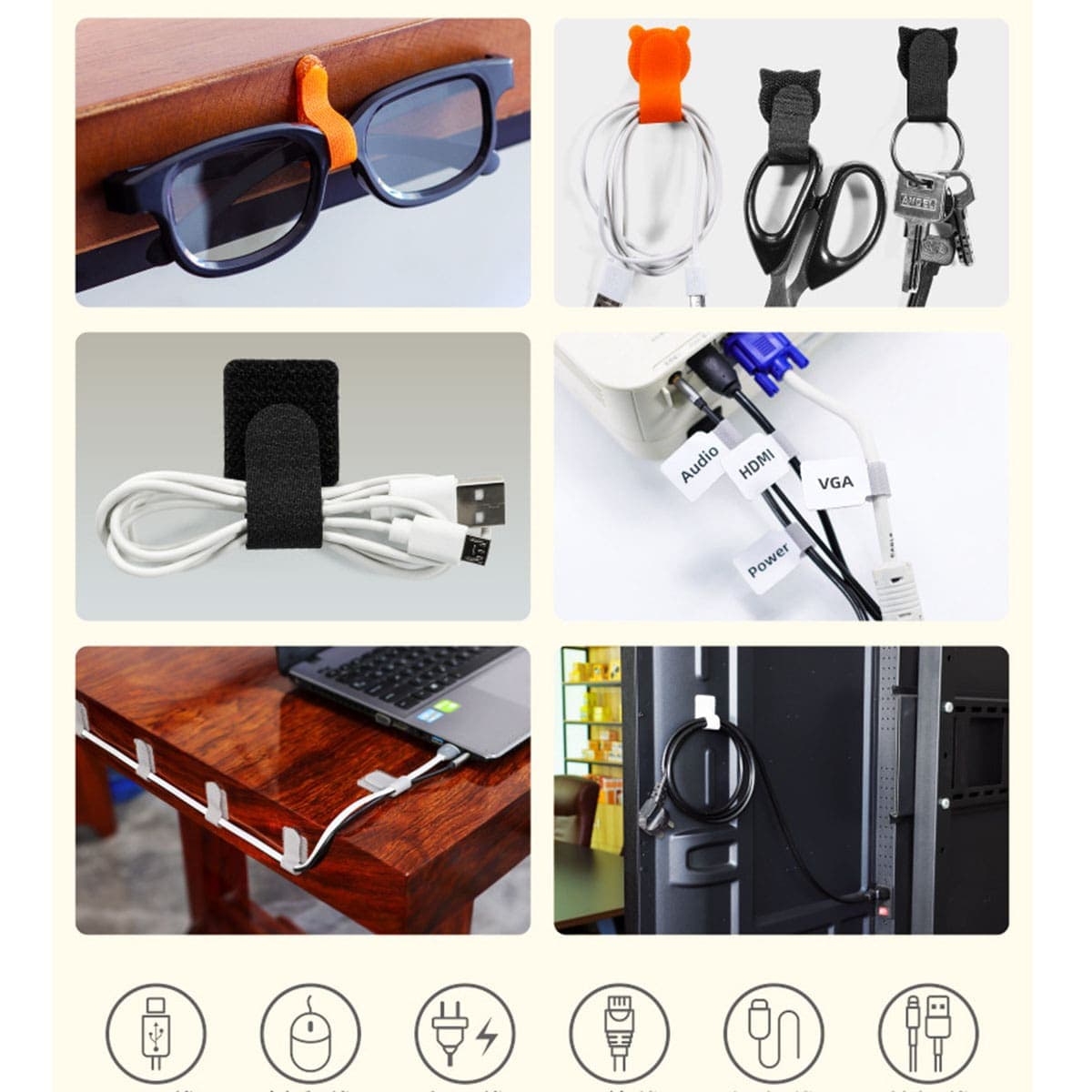 Băng gai dính có keo dính tường Velcro quấn cáp sạc băng dính quấn tai nghe dính cố định - 11