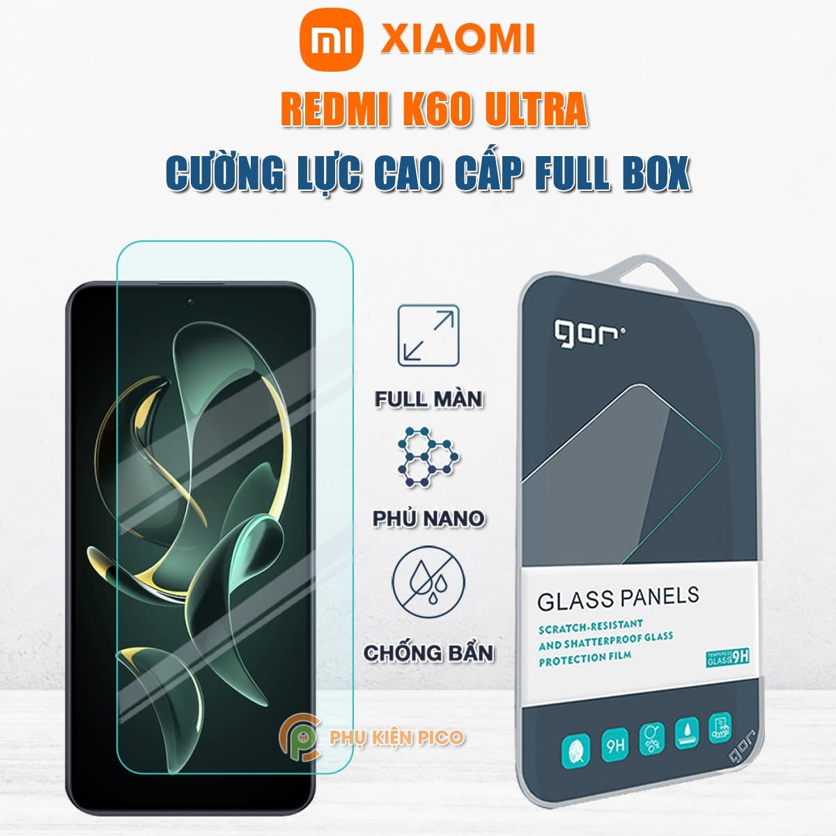 Kính cường lực Xiaomi Redmi K60 Ultra full màn hình chính hãng Gor