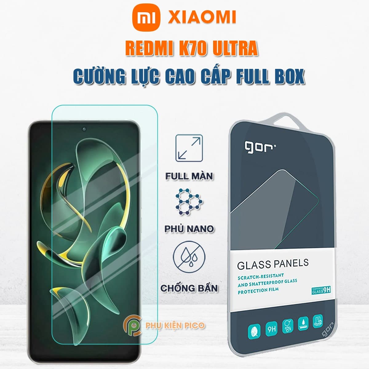 Kính cường lực Xiaomi Redmi K70 Ultra full màn hình chính hãng Gor