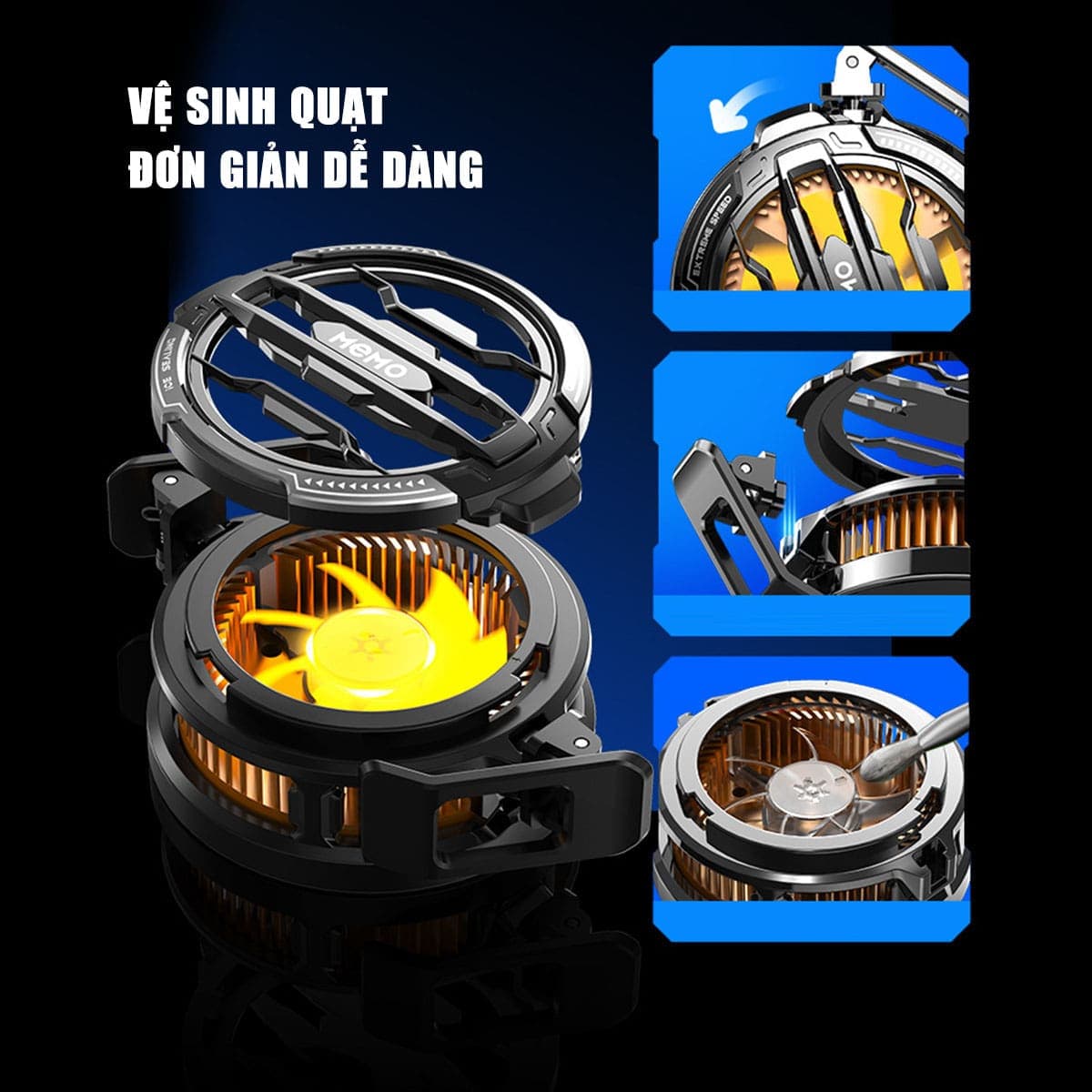 Quạt tản nhiệt điện thoại sò lạnh Memo CX07 từ tính led RGB làm lạnh đóng băng full mặt - 10