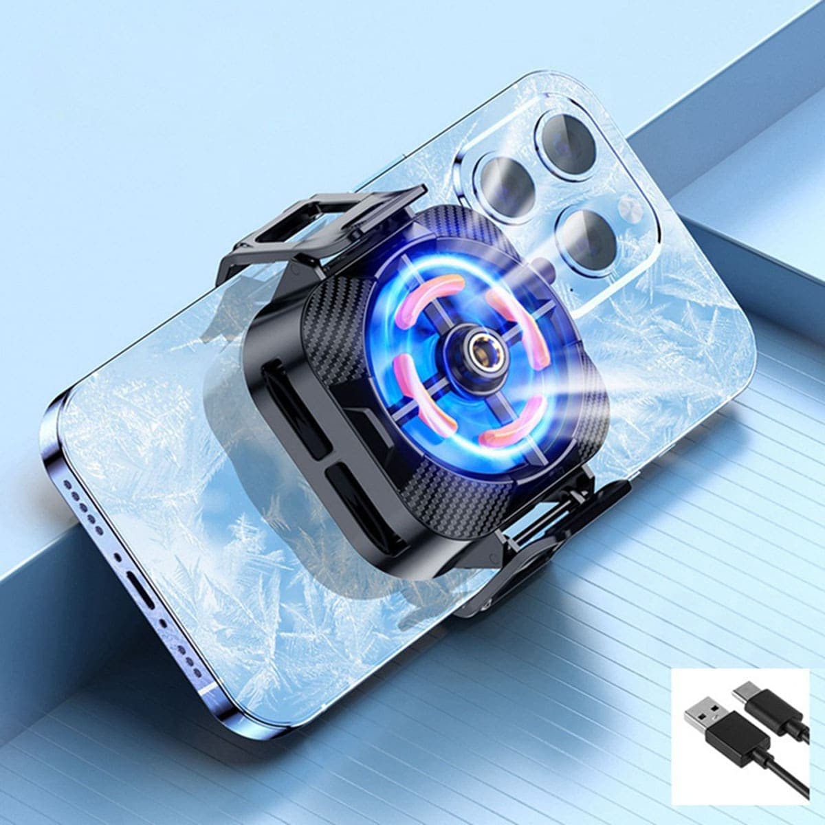 Quạt tản nhiệt điện thoại sò lạnh X94 ngàm kẹp làm mát điện thoại livestream chơi game - 3