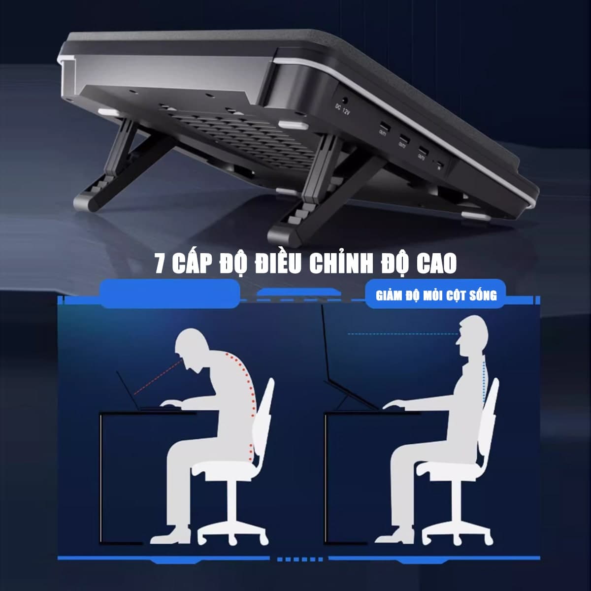 Quạt tản nhiệt laptop IETS GT626 tản khí nén turbo 2800RPM giảm nhiệt thực sự chuyên dụng cho máy tính đồ họa gaming - Đế tản nhiệt Laptop - 6