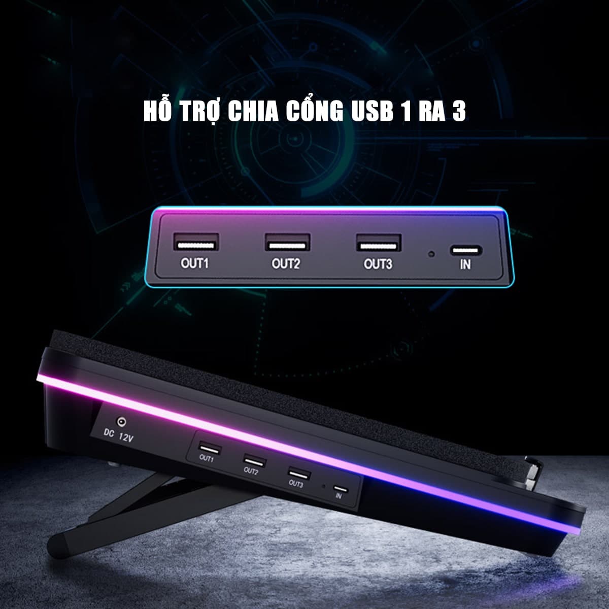 Quạt tản nhiệt laptop IETS GT626 tản khí nén turbo 2800RPM giảm nhiệt thực sự chuyên dụng cho máy tính đồ họa gaming - Đế tản nhiệt Laptop - 8