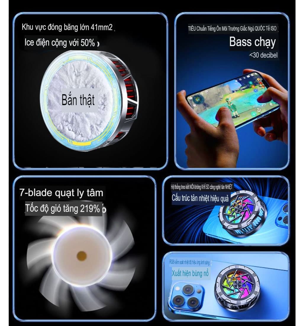 Quạt tản nhiệt điện thoại máy tính bảng AL11 Pro sò lạnh từ tính 15W 2024 led RGB làm lạnh đóng băng - 11