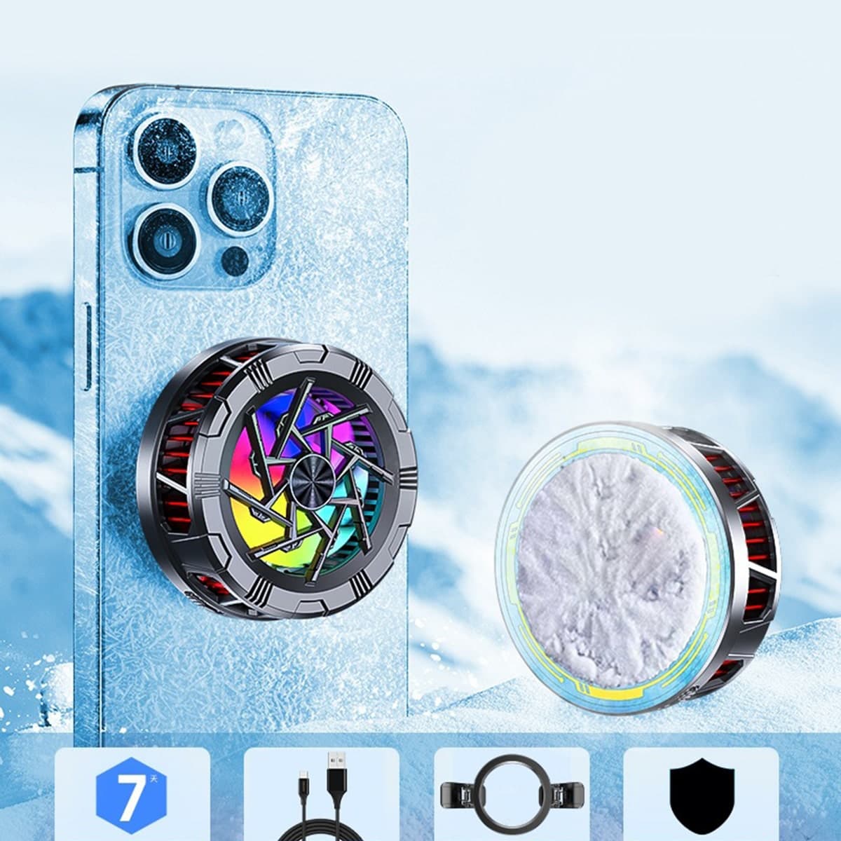 Quạt tản nhiệt điện thoại máy tính bảng AL11 Pro sò lạnh từ tính 15W 2024 led RGB làm lạnh đóng băng - 9